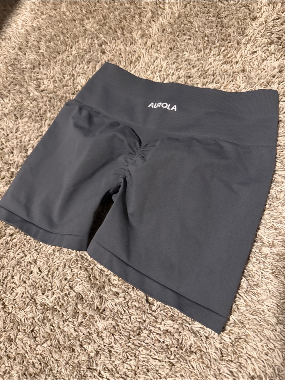Aurola Black High-Rise Bike Shorts with Wide Waistband